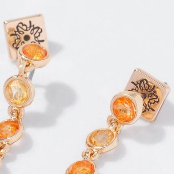 WHBM Gold + Peach Crystal Drop Linear Earrings MATCHING NECKLACE LISTED TOO - Picture 8 of 9